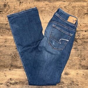 American Eagle Kick Boot Jeans - Dark Wash; Size: 0